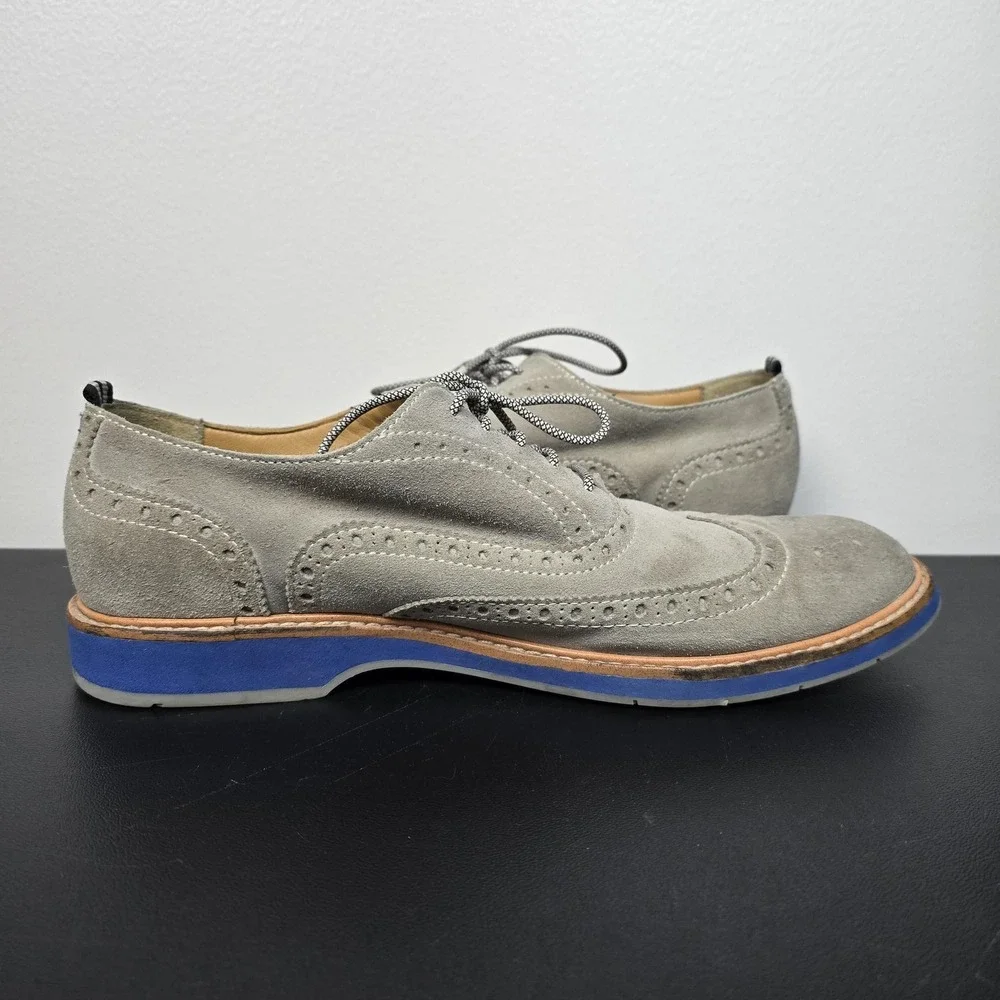 Cole Haan Shoes Mens 9.5 Gray Suede Morris Wingtip Oxford Sneakers Comfort Dress